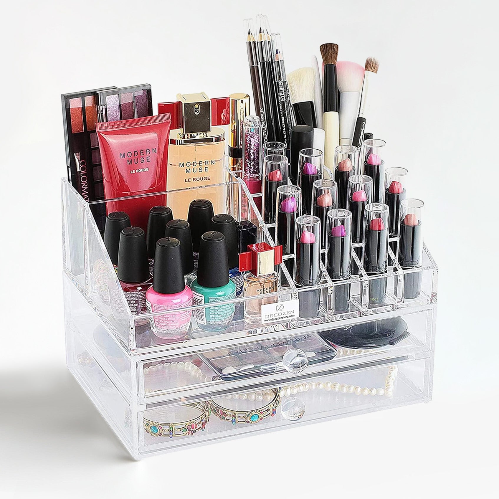 Clear Makeup Organizers - 19 Slots and 2 Drawers