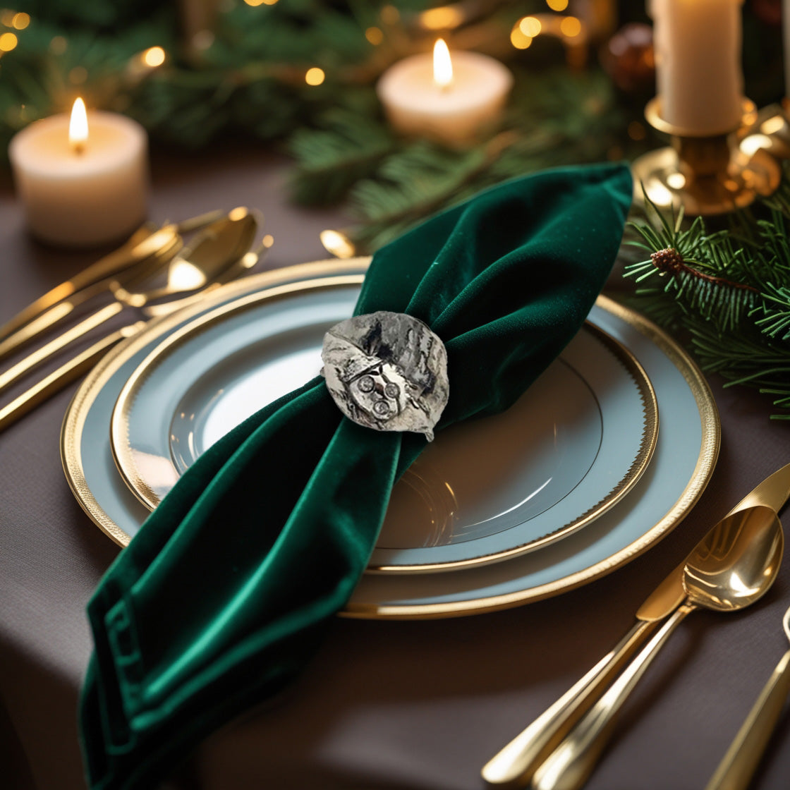 Napkin Rings in Silver Nickel Finish Ladybug Design - Set of 6