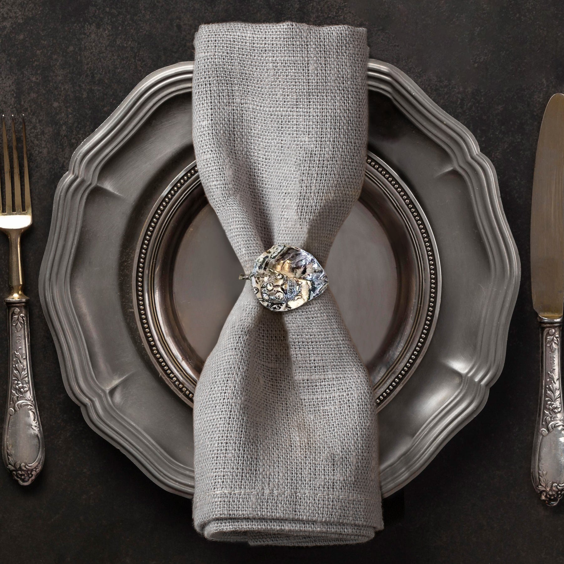 Napkin Rings in Silver Nickel Finish Ladybug Design - Set of 6