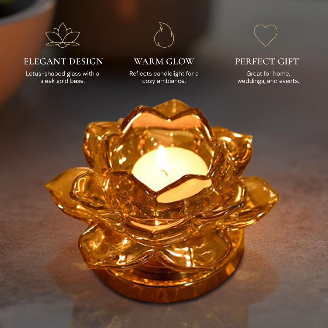 Floral Clear Glass Tea Light Candle Holder