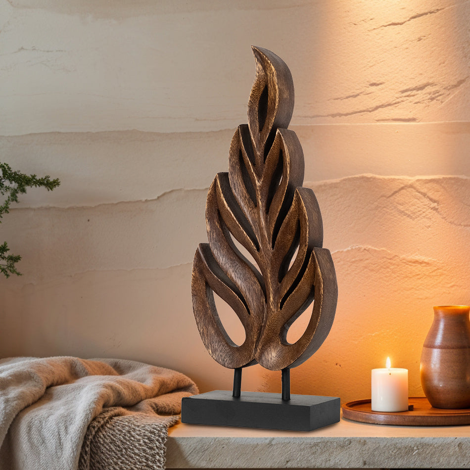 Leaf Handmade Wooden Sculpture - Medium