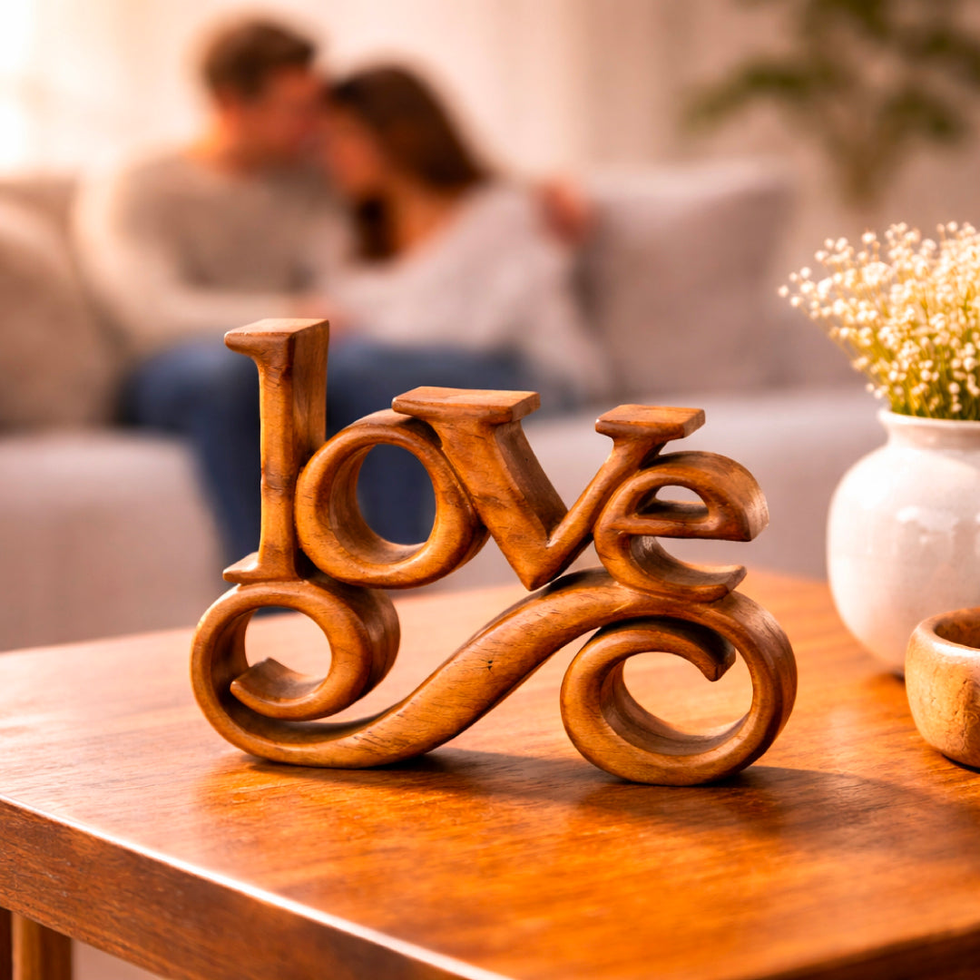 Hand-carved wooden sculpture from Forever Bloom, a handmade decorative wooden décor piece by LAY015 for home art display.