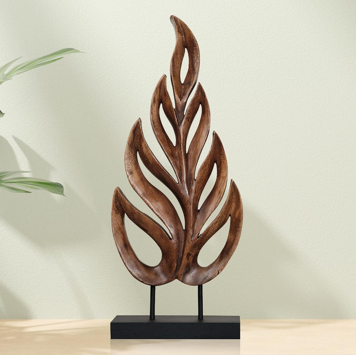 Madilyn Leaf – Hand-Carved Wooden Sculpture, Artistic Home Décor