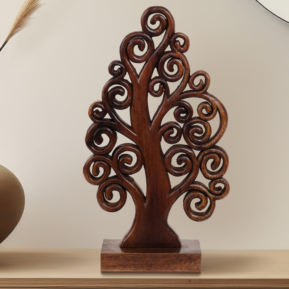 Mccaullie Tree of Life Wooden Sculpture – Handmade Art | Decozen Luxe