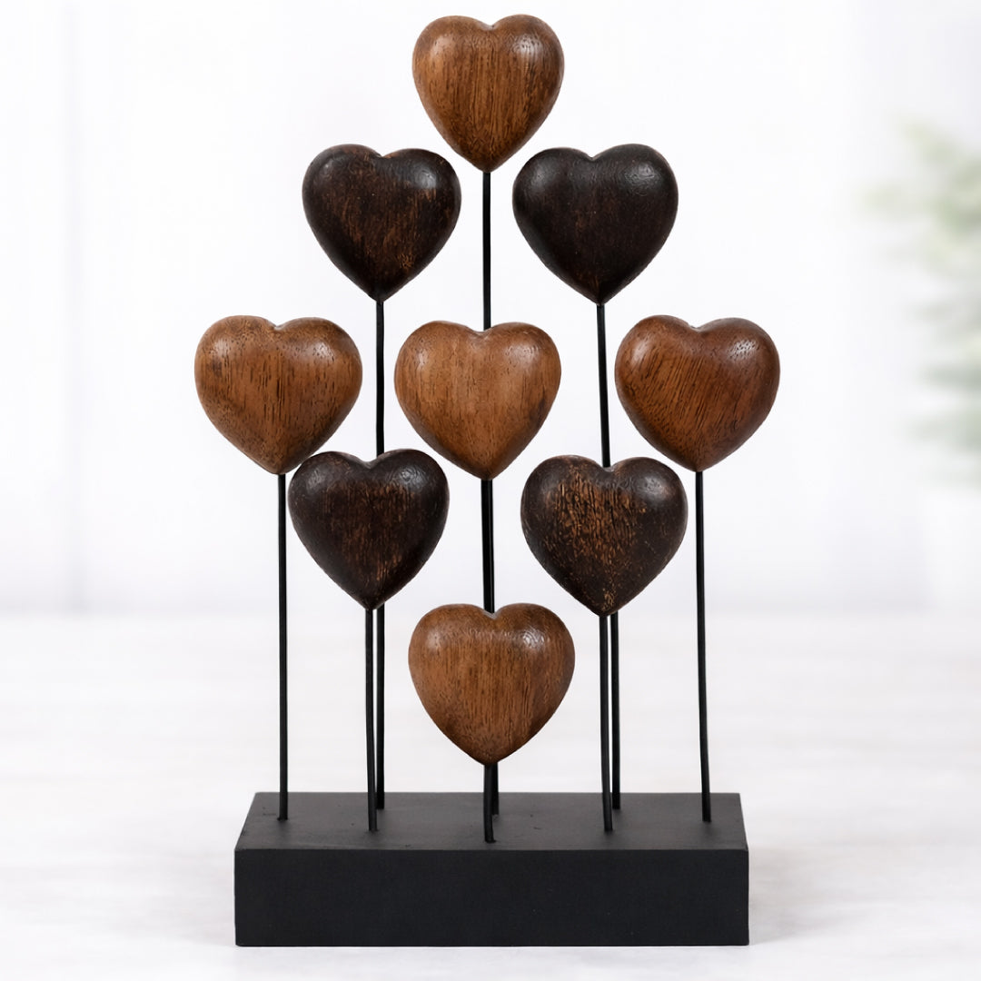 Herewardus Hearts – Handmade Wooden Sculpture, Romantic Home Decor