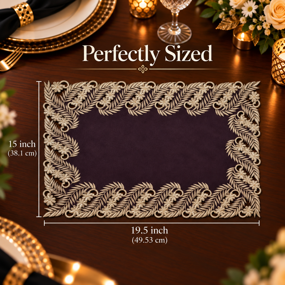 Purple Gold Placemats – Violet Dream, 12x18 Inch