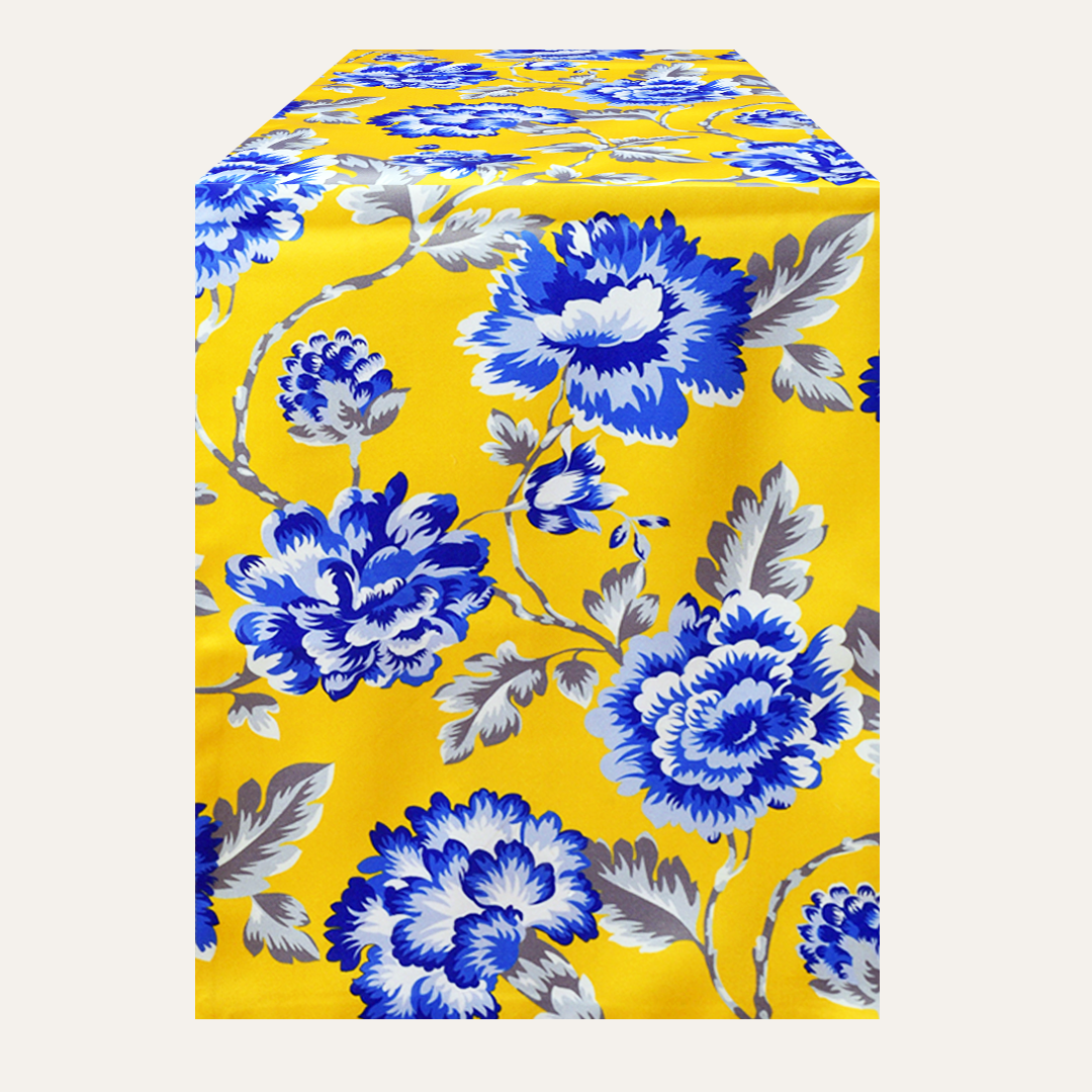 Printed Table Runner - Yellow and Blue