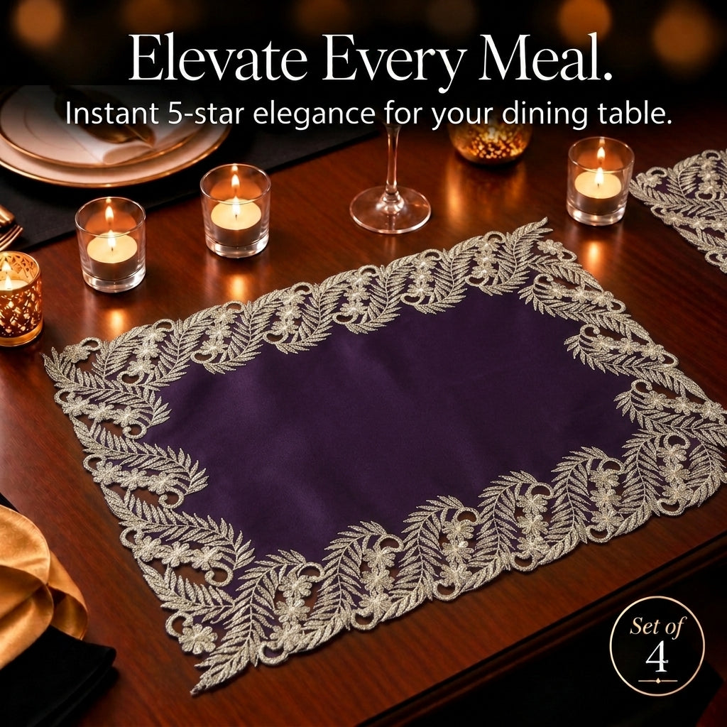 Purple Gold Placemats – Violet Dream, 12x18 Inch