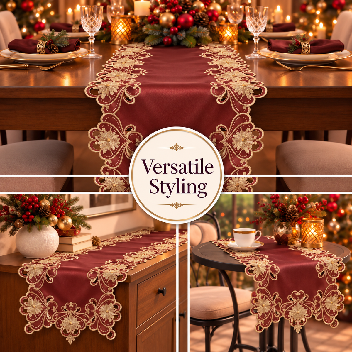 Red Lace Table Runner – Imperial Red, 14x108 Inch