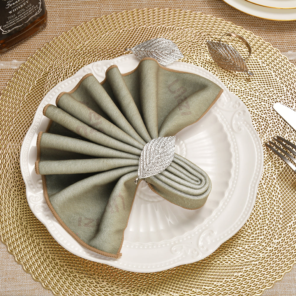Napkin Rings in Silver Leaf Design - Decozen