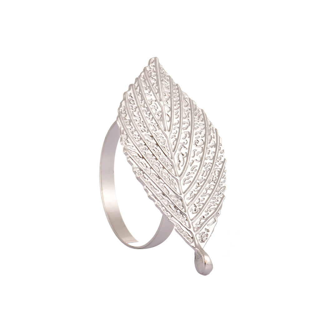 Napkin Rings in Silver Leaf Design - Decozen