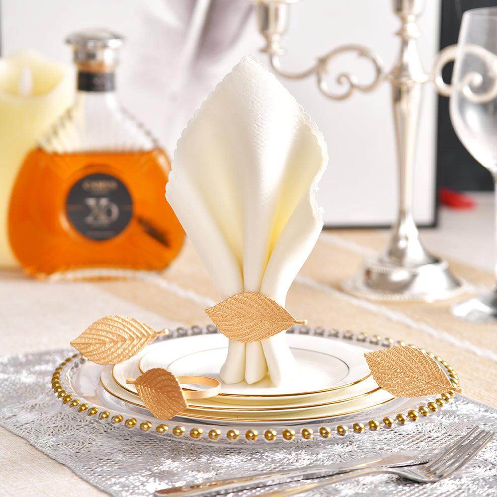 Napkin Rings in Gold Leaf Design - Decozen