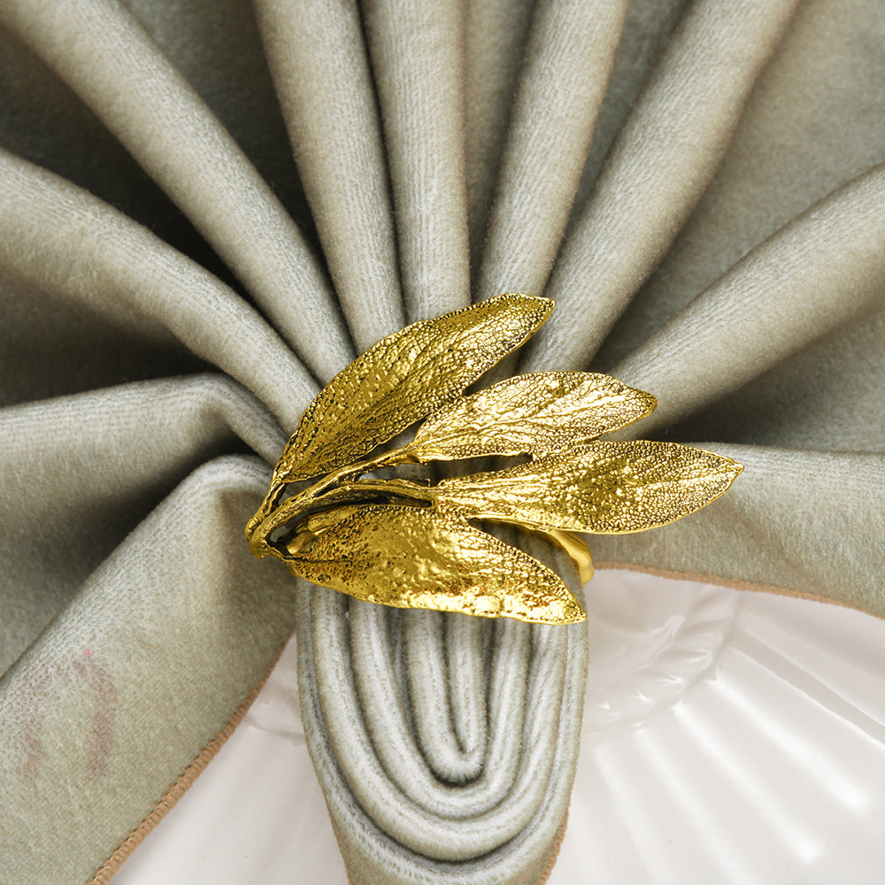 Napkin Rings in Gold Leaf Design - Decozen