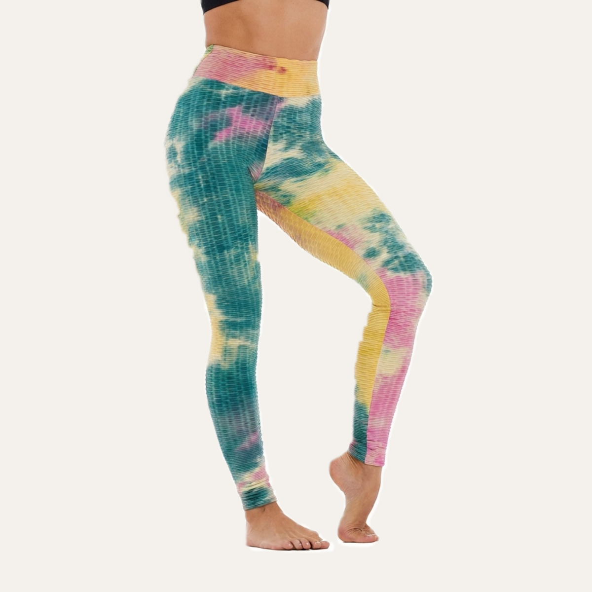 Yogazen Women's High-Waist Printed Capri Leggings – Yellow/Green