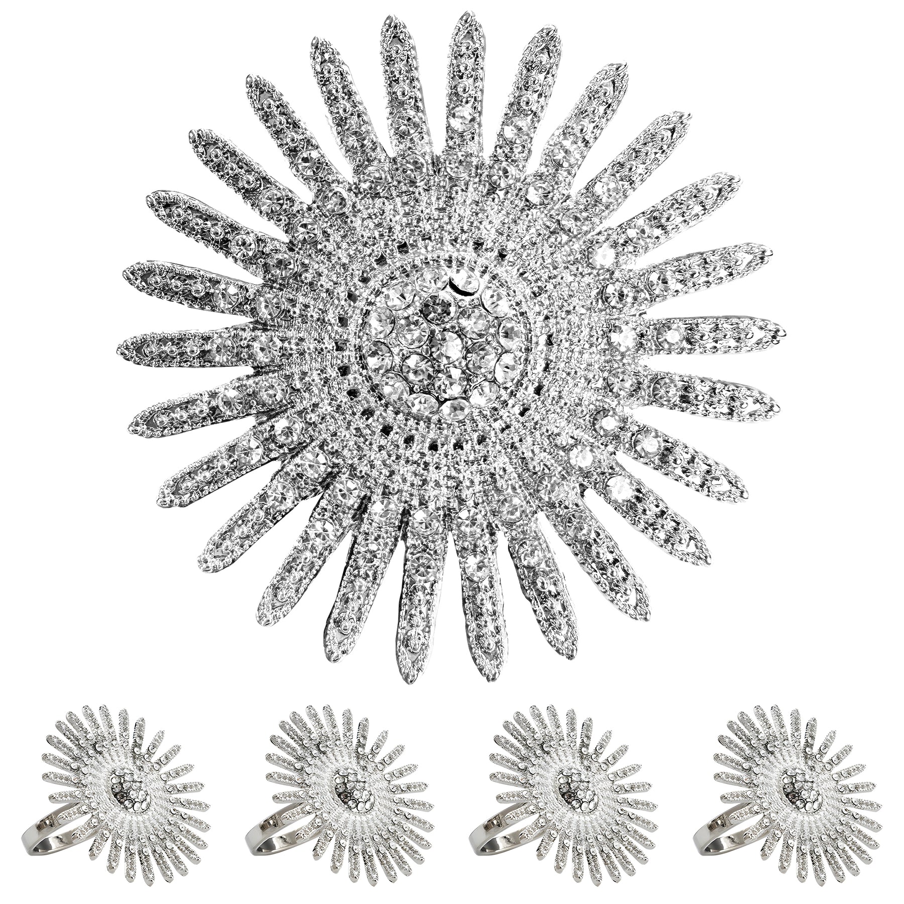 Napkin Rings in Silver Crystals Design