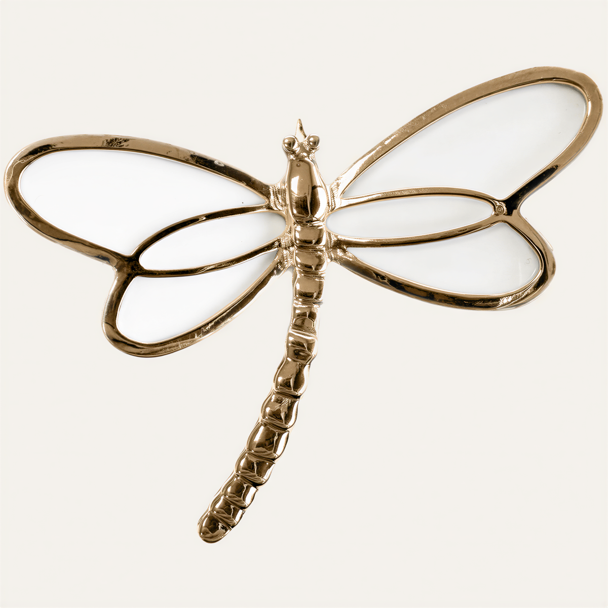 Set of four Ivory Flight napkin rings by ZWZ-19-121 featuring gold and white dragonfly design for decorative dining table accents.