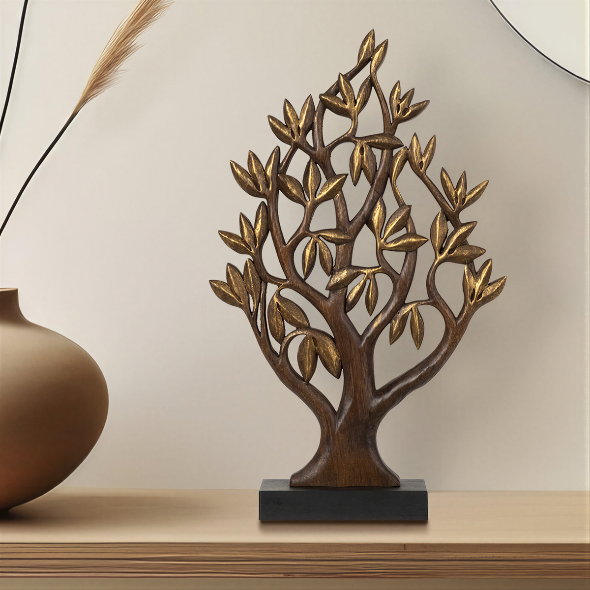 Shanklin Tree of Life Wooden Sculpture – Handmade Decorative Art | Decozen Luxe - Decozen