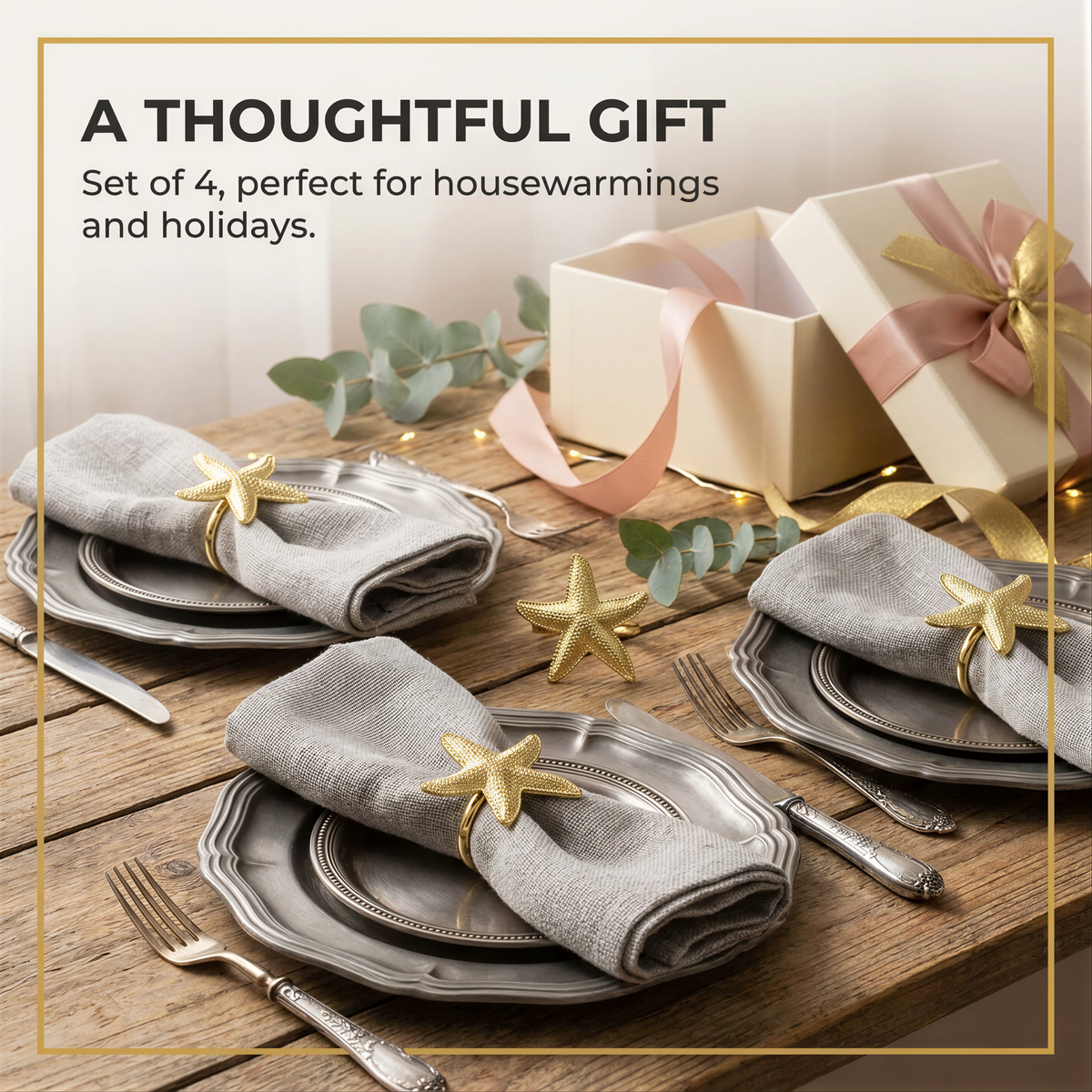 A thoughtful gift set of 4, perfect for housewarmingings and holidays.