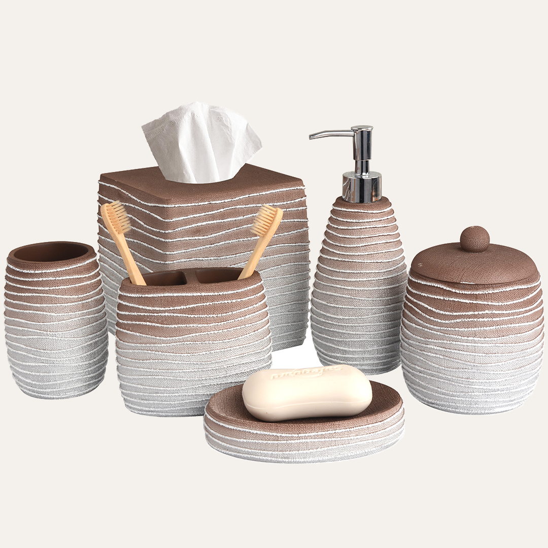 The Antonetta Collection – Elegant Modern Bathroom Décor Accessories Set of 6 - Decozen