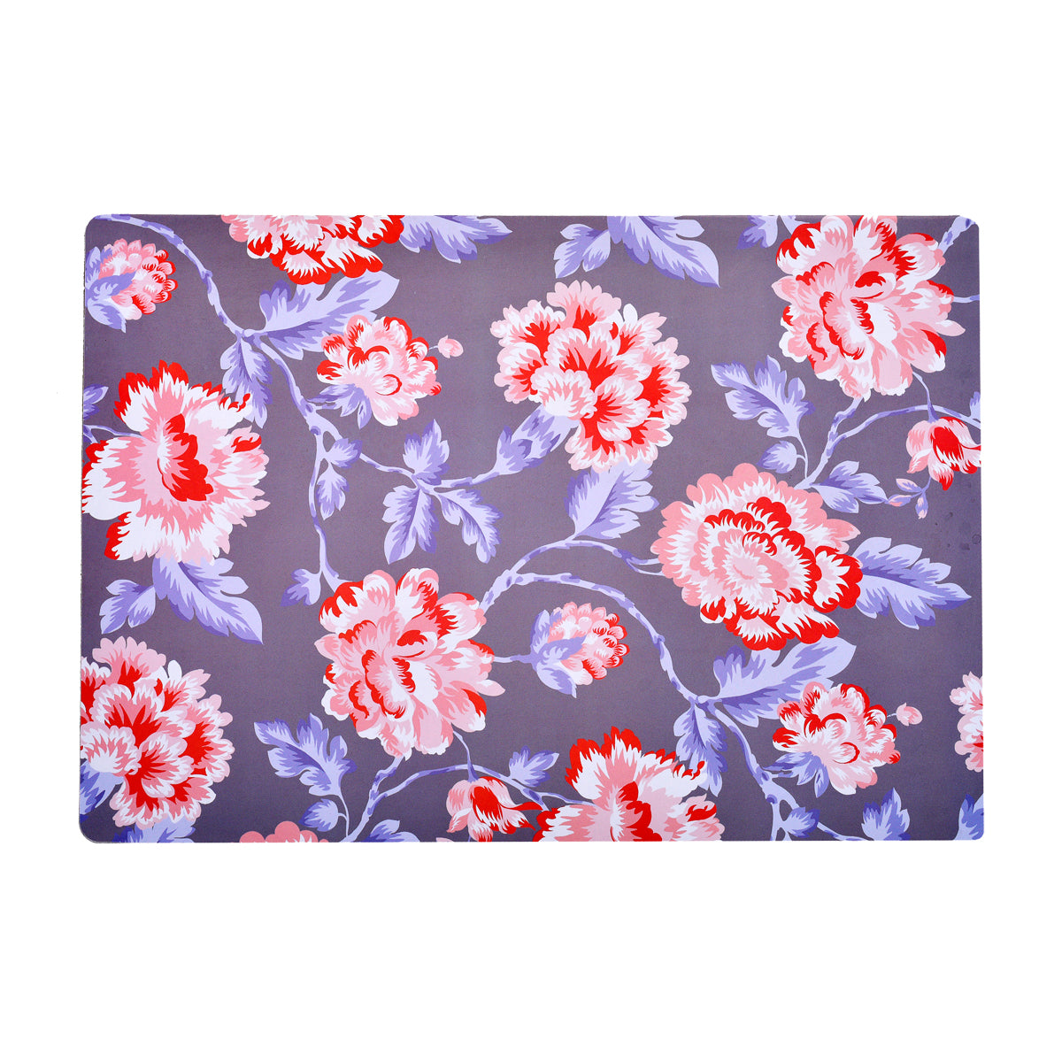 Set of four floral design cork-backed placemats from ATKP-4CK, showcasing colorful floral patterns on cork surface.