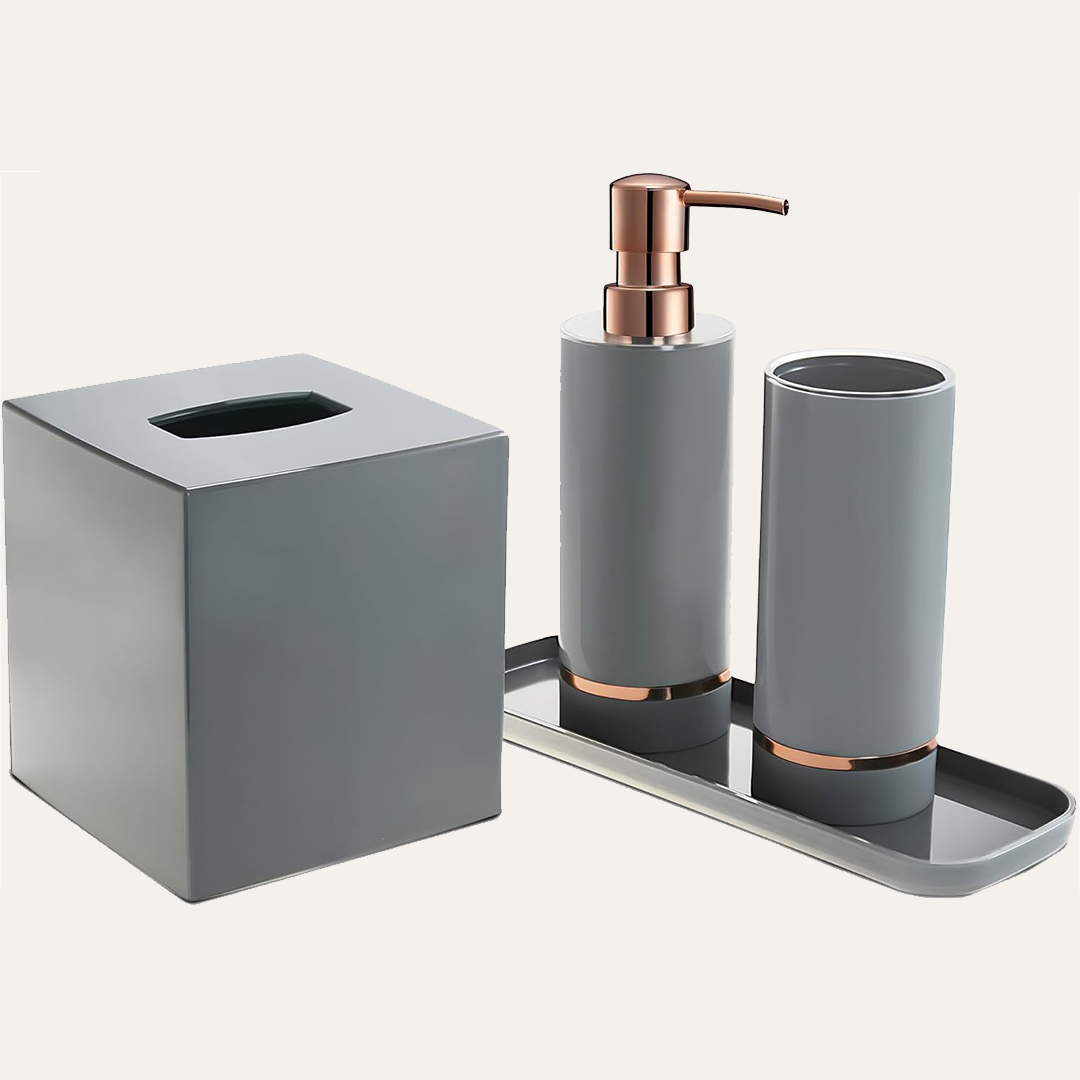 The Elegant Haven Collection – Elegant Modern Bathroom Décor Accessories Set of 4 - Decozen