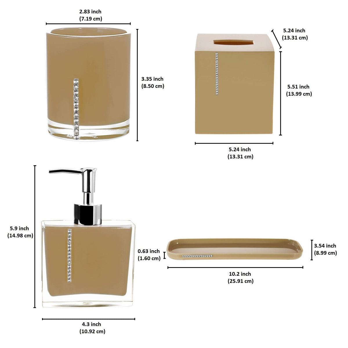 Elegant modern bathroom décor accessories set of 4 from The Mcclary Collection, featuring stylish bath accessories by B031CBG.