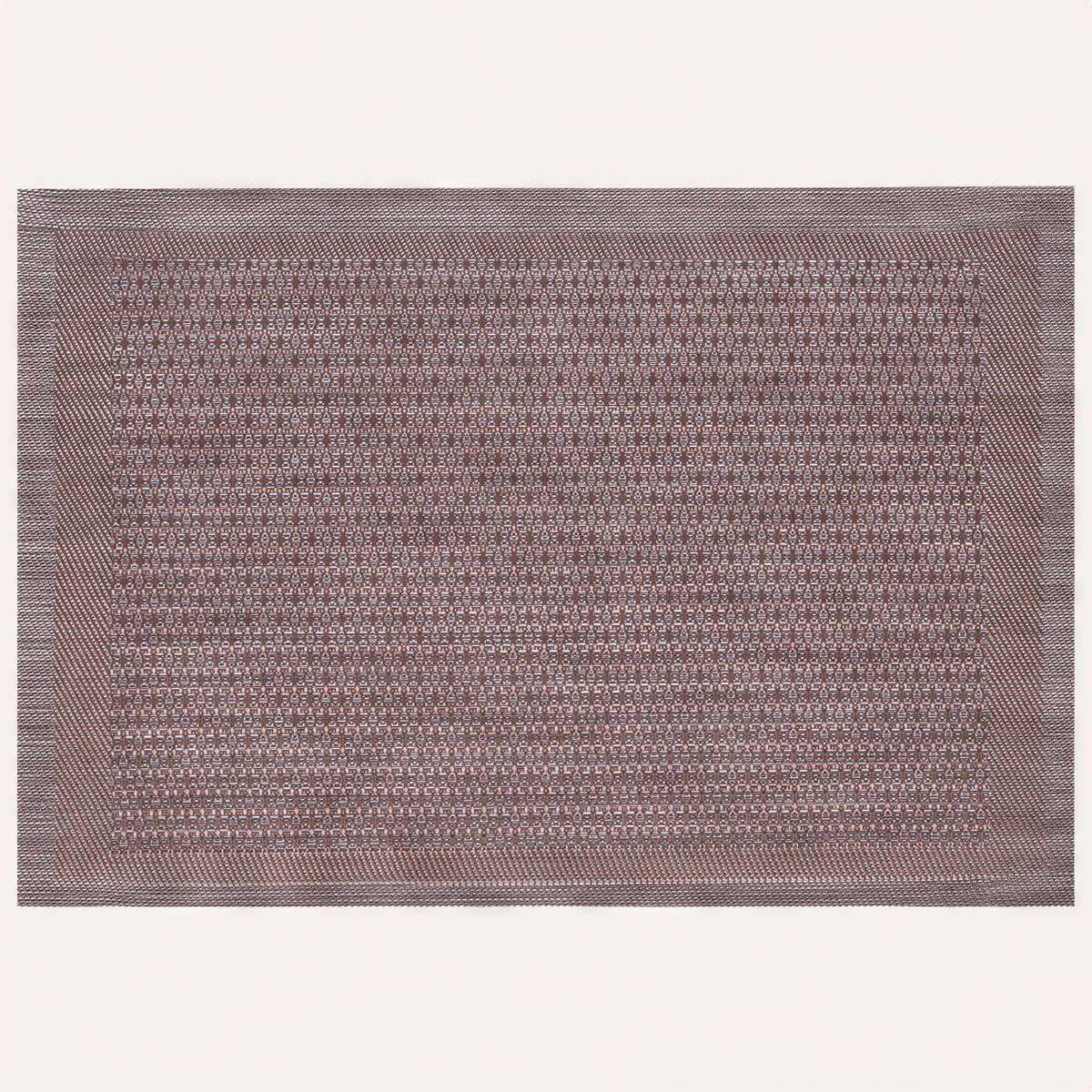 Brown and gold PVC placemats featuring a stylish design, heat-resistant, washable, and wipeable table protectors for indoor and outdoor use.