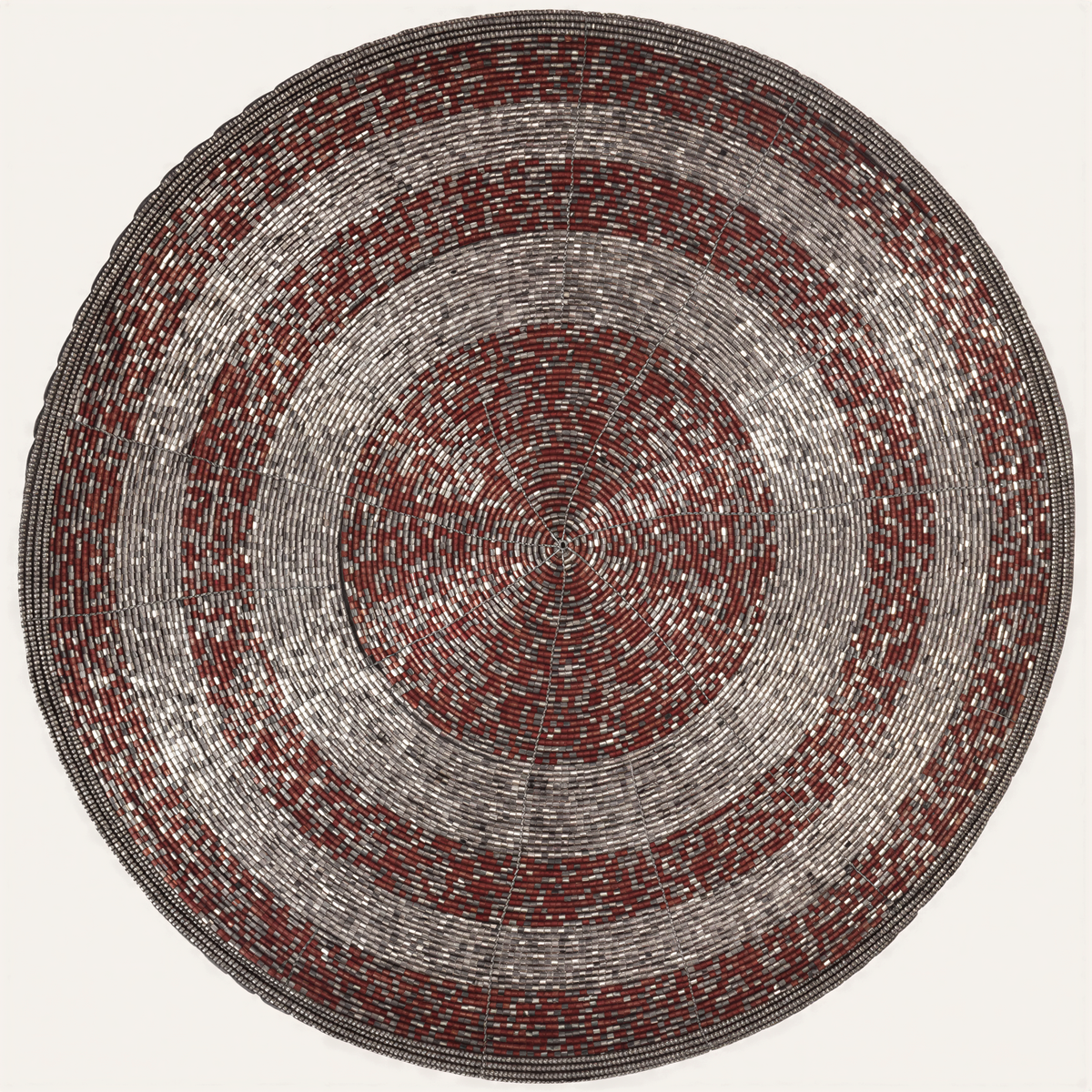 Set of four BD 023 030 Melia Grace beaded placemats from The Melia Collection, decorative 14-inch table décor for elegant dining.