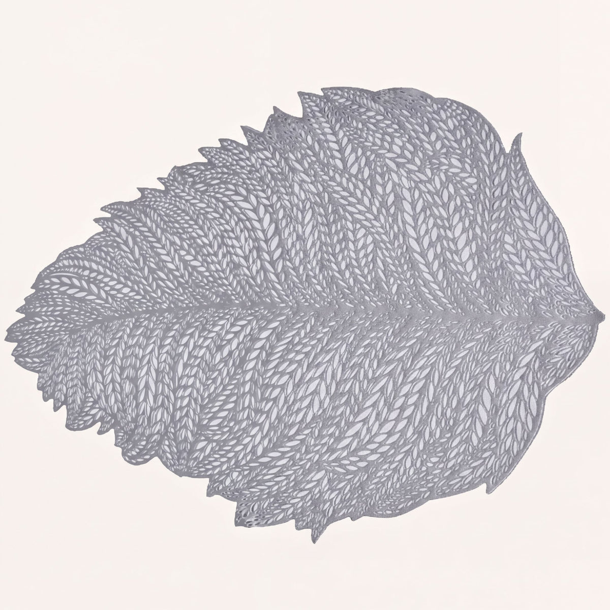 Set of 6 leaf cut out vinyl placemats by AMF033-SLV, featuring stylish leaf-shaped cutouts for dining table decoration.