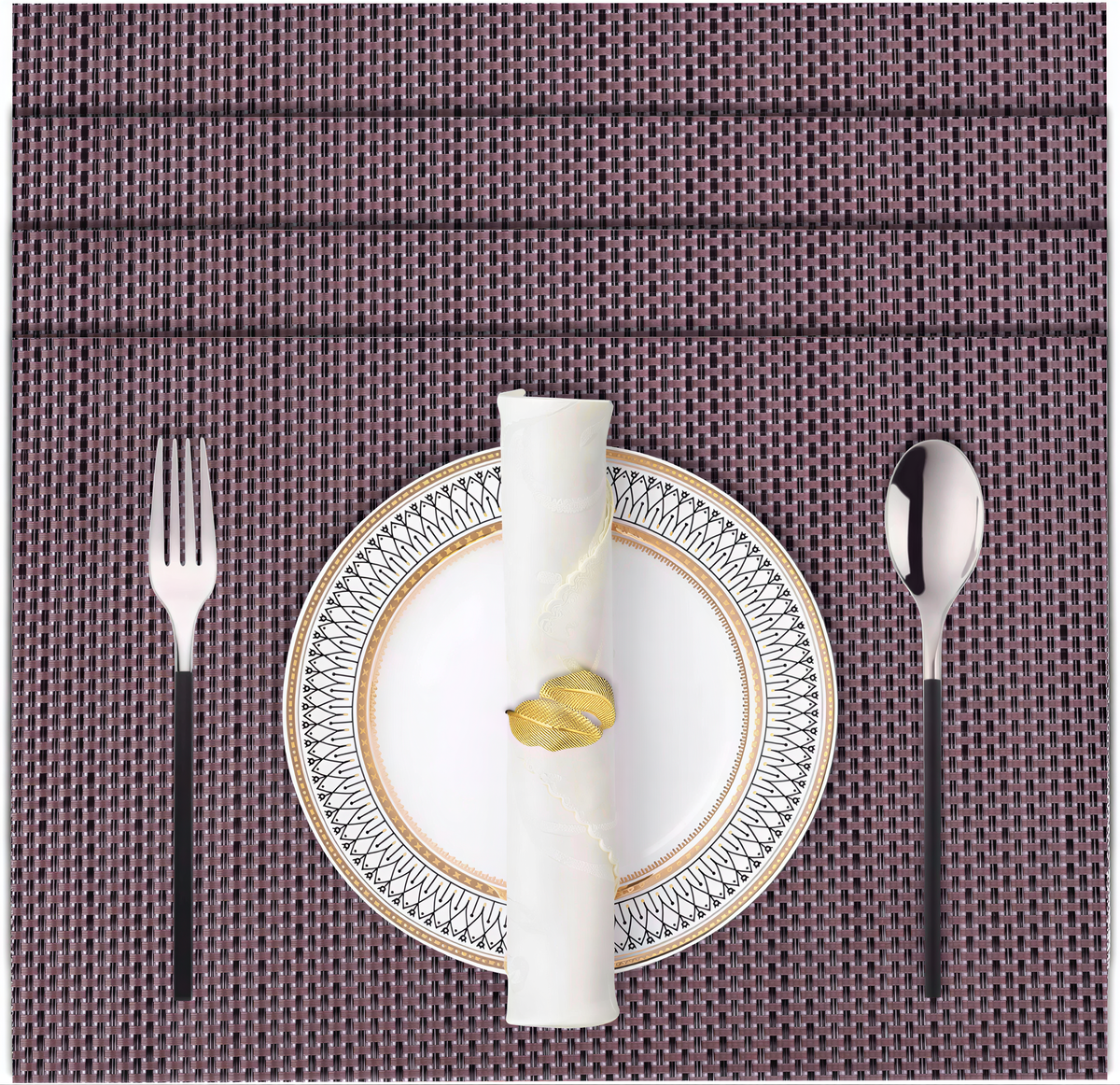 Brown PVC placemats for tables, heat-resistant and wipeable, perfect for indoor and outdoor kitchen and home decor.