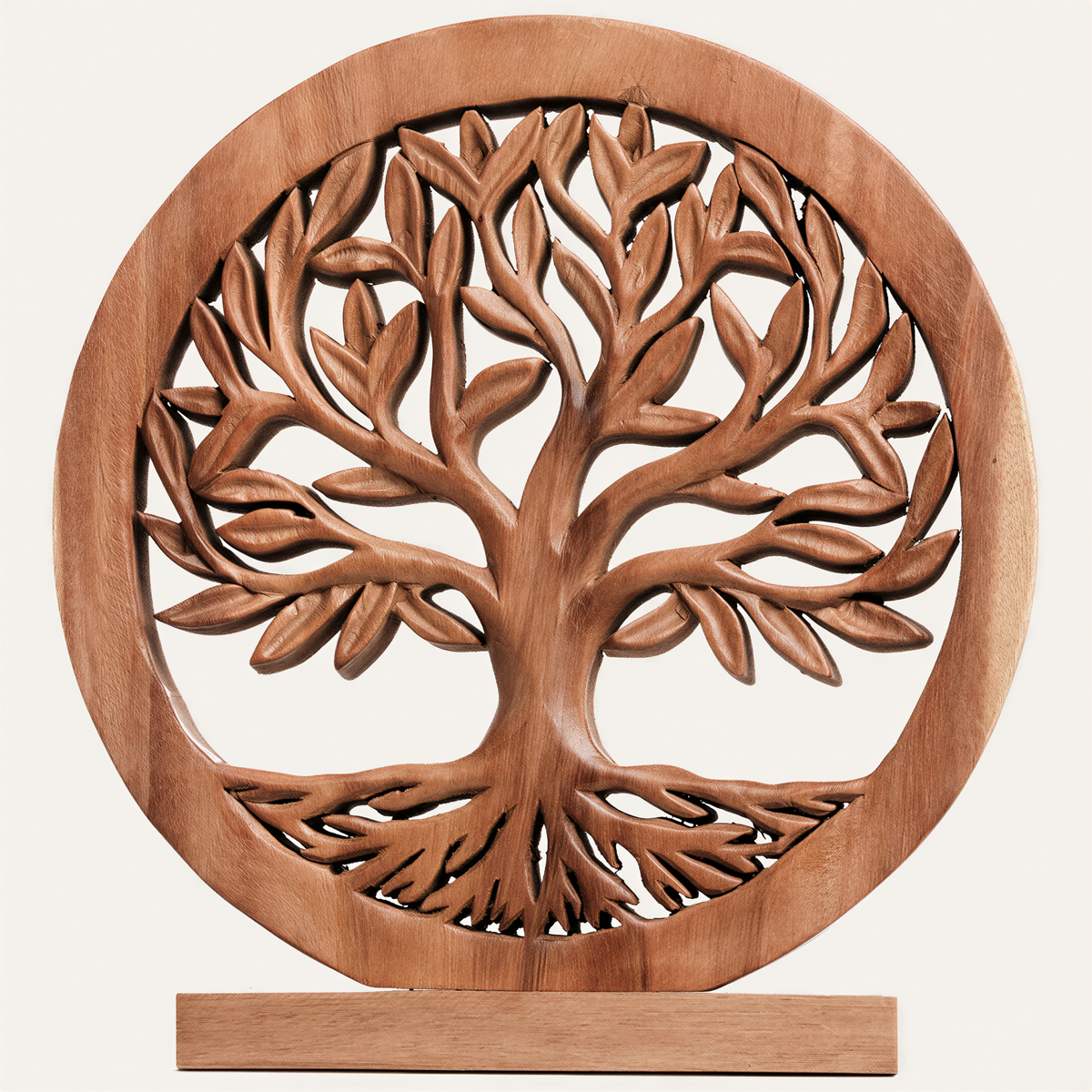 Large Sacred Roots hand-carved Tree of Life wooden sculpture, artistic home décor piece showcasing intricate craftsmanship.