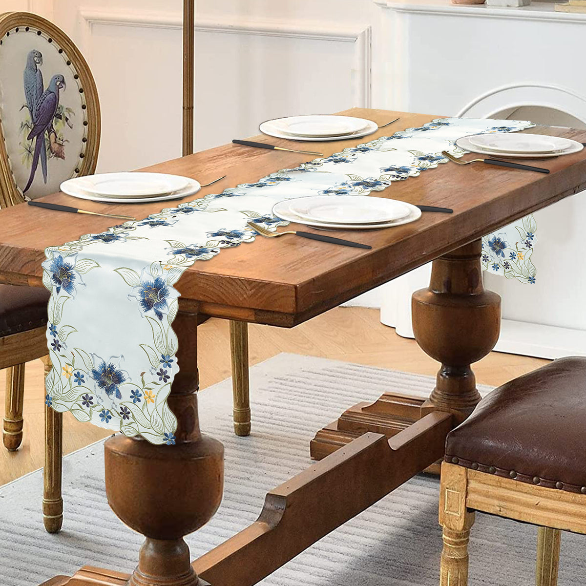 Table Runner with European Embroidery