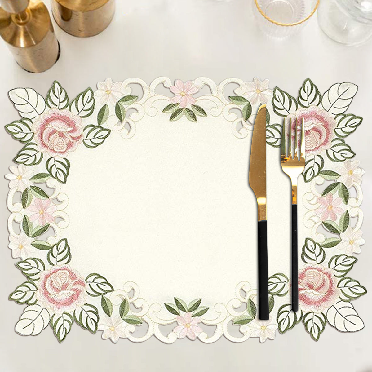 Placemats with European Embroidery - Set of 6