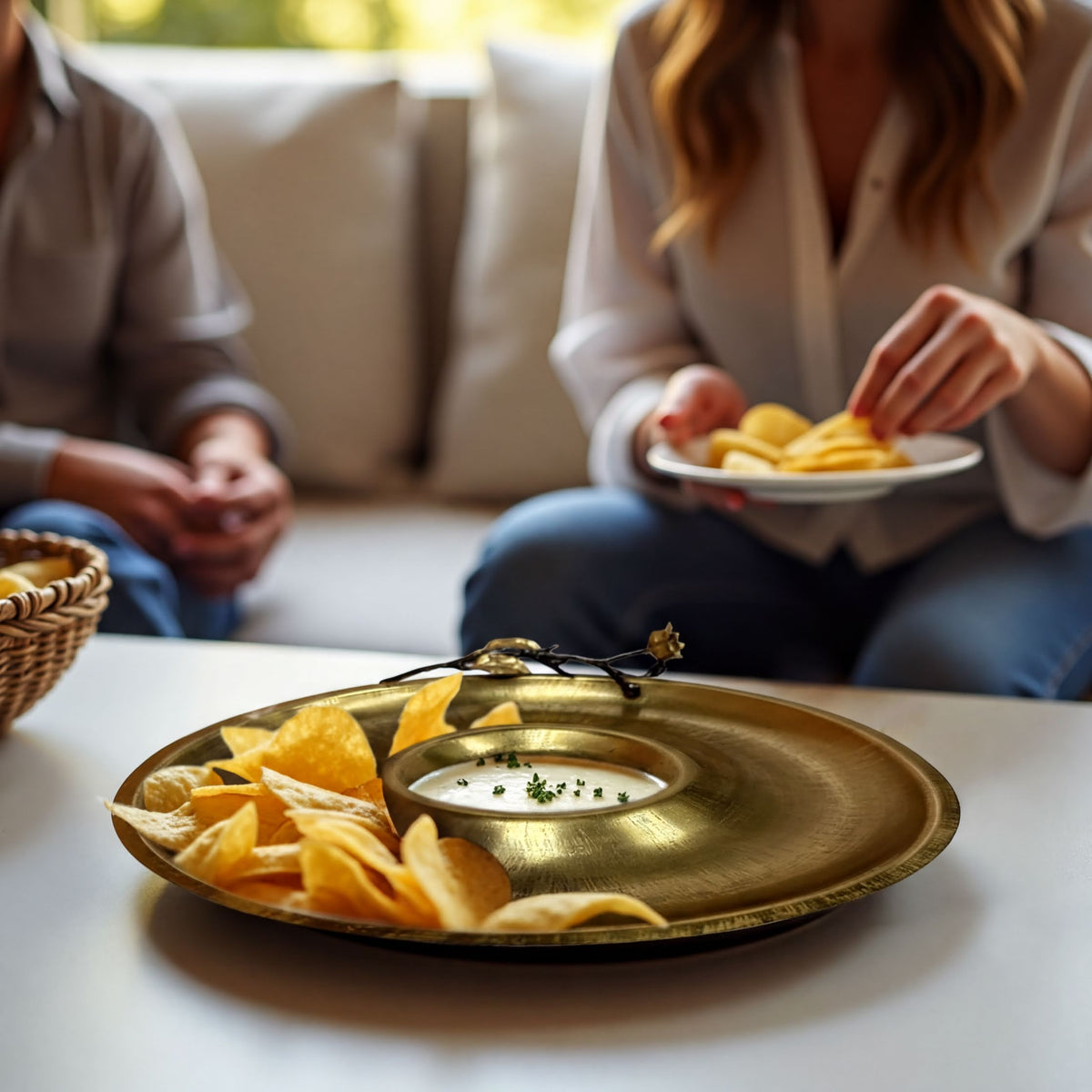 Decorative chip and dip snack platter by 23202ELBA, featuring a stylish kitchen décor design perfect for serving snacks.
