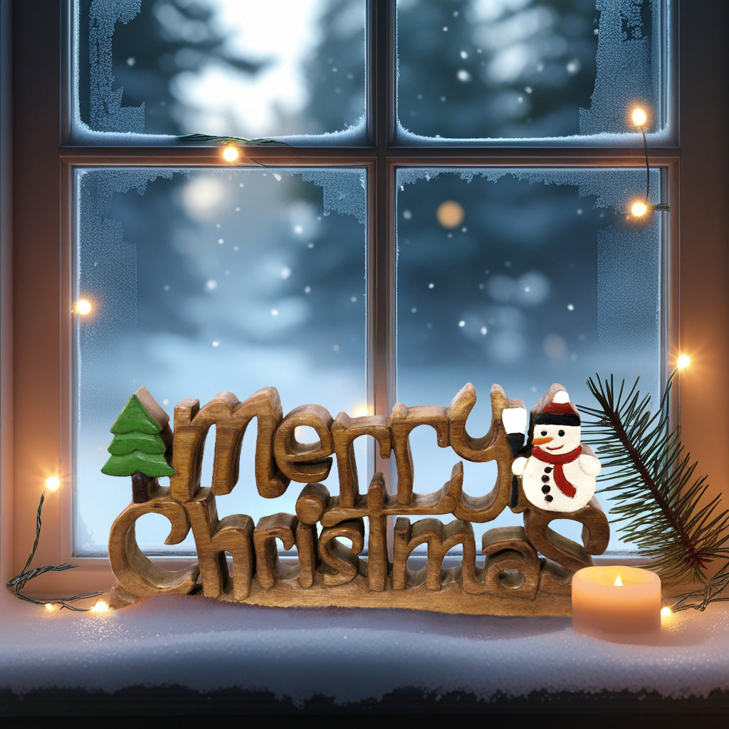 Yuletide Charm – Handmade Wooden Sculpture, Artistic Christmas Home Decor