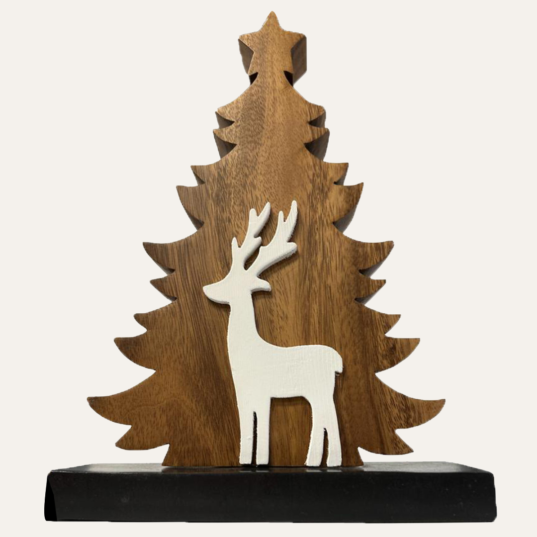 Evergreen Grace – Handmade Wooden Christmas Tree Sculpture, Festive Home Decor - Decozen