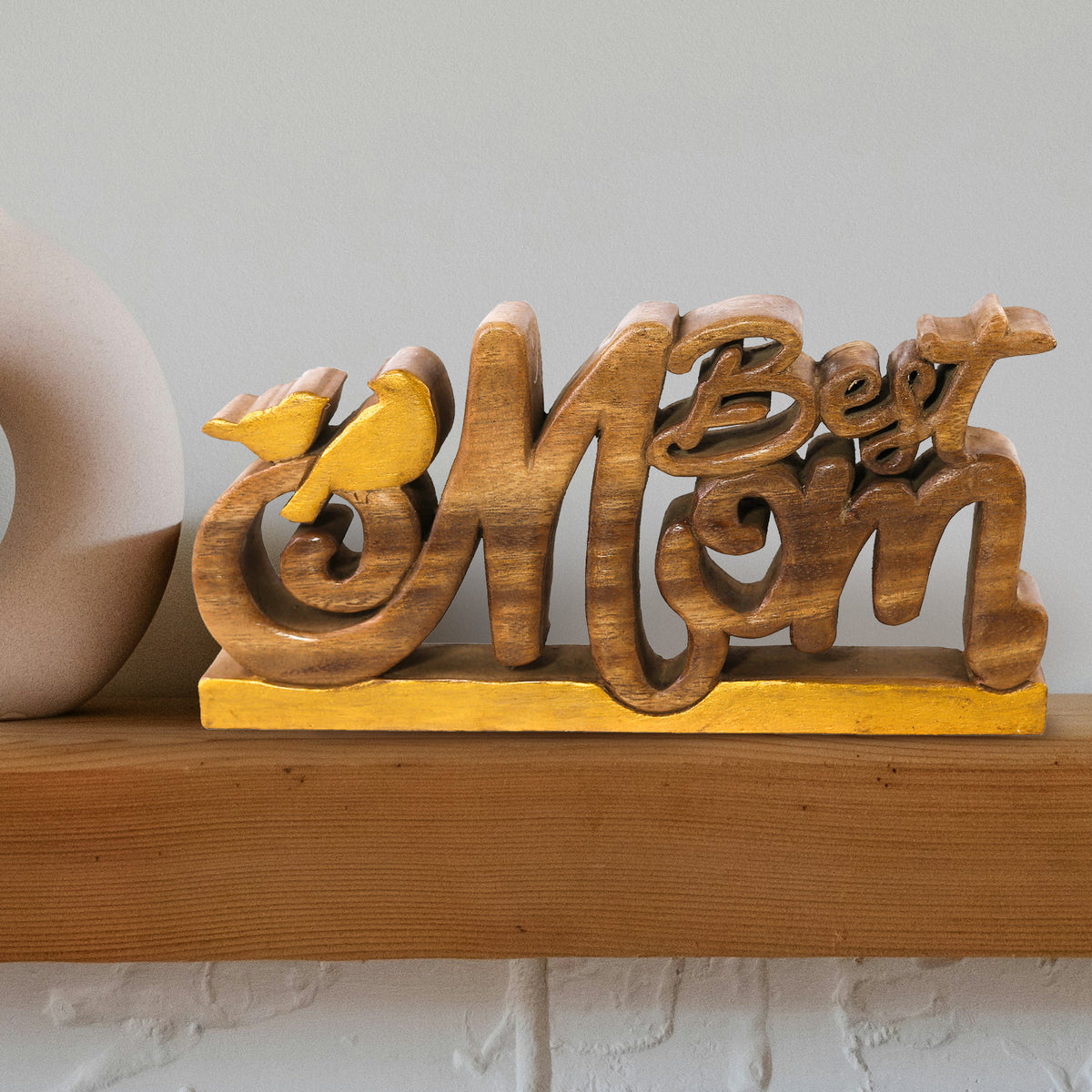 Eternal Love Mom – Handmade Wooden Sculpture, Artistic Mother’s Day Home Decor - Decozen