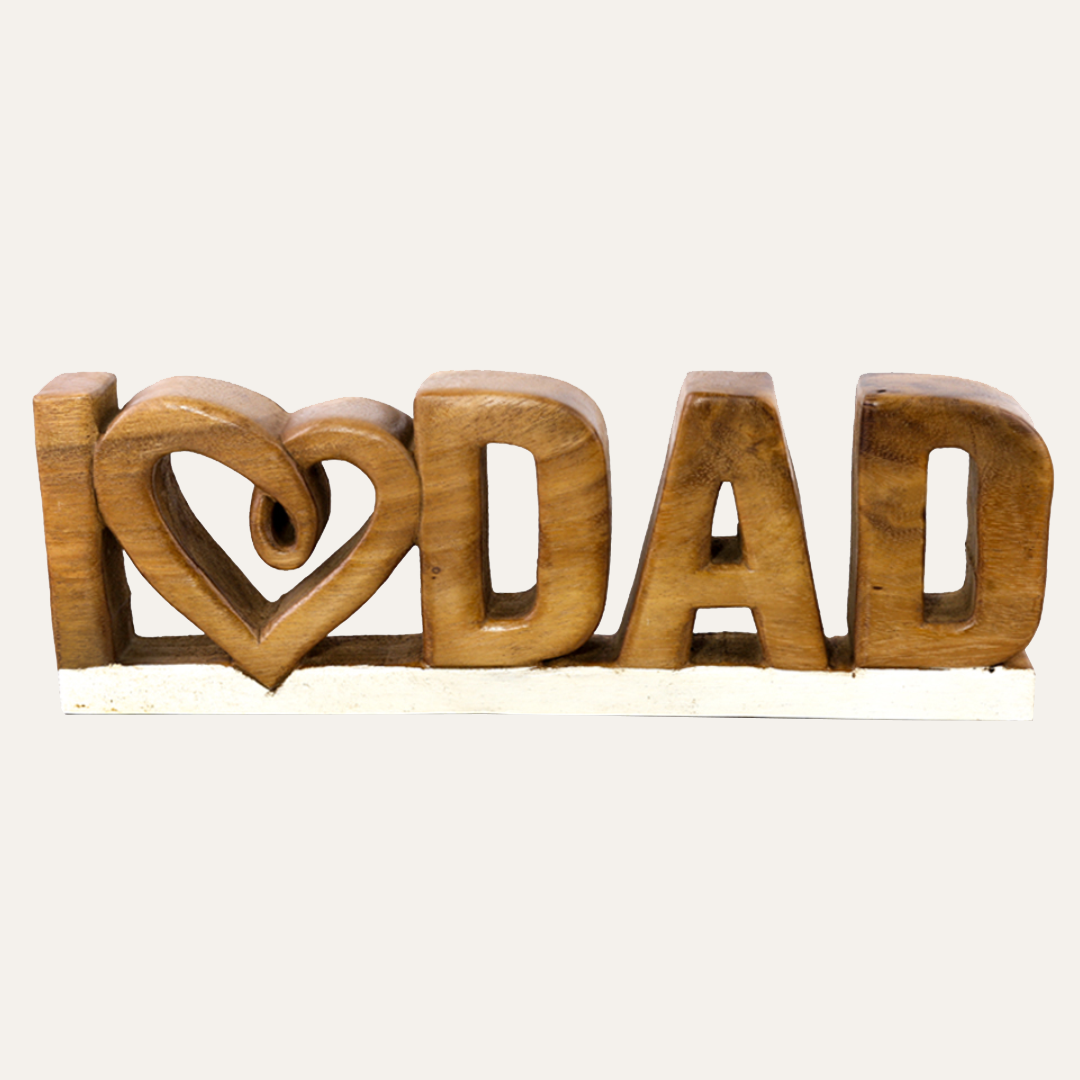 Emmeric Love Dad – Handmade Wooden Sculpture, Decorative Father’s Day Gift - Decozen