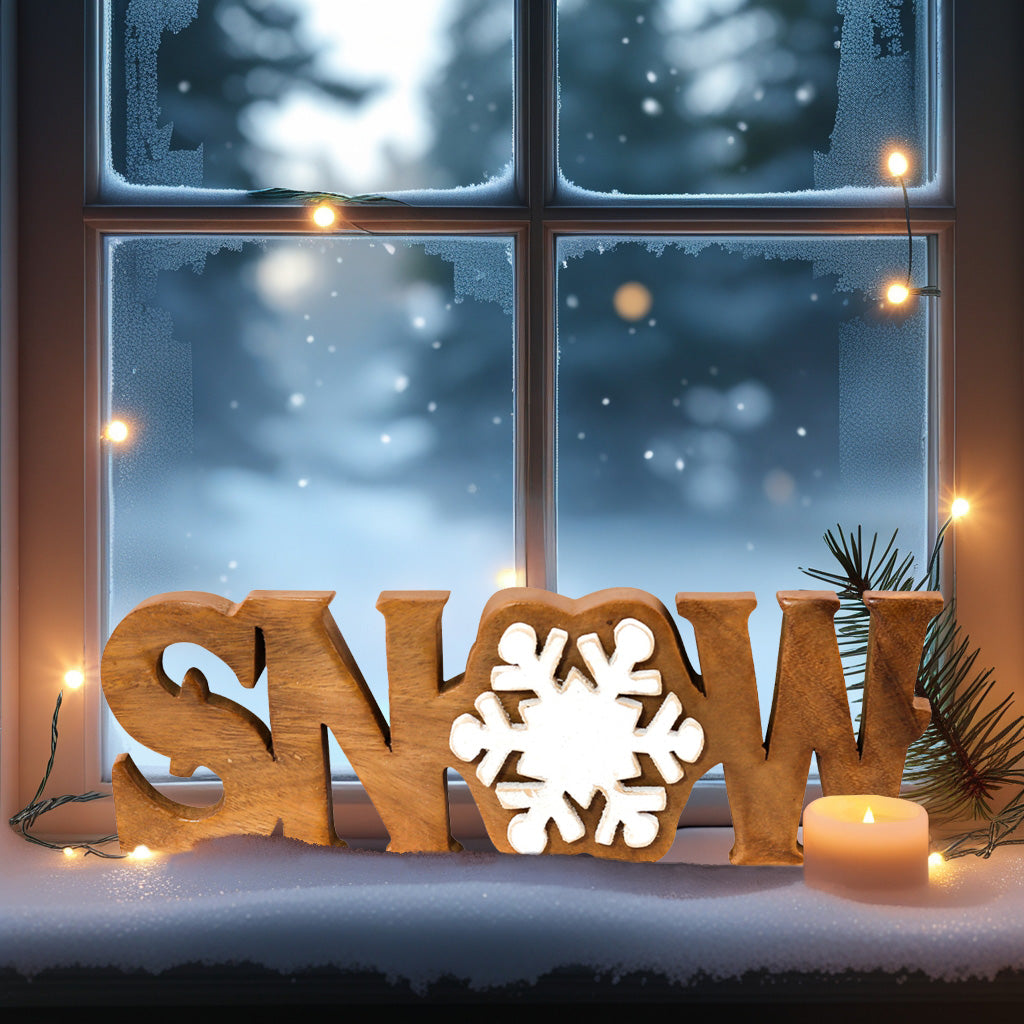 Winter Grace – Hand-Carved Wooden Sculpture, Handmade Seasonal Home Decor