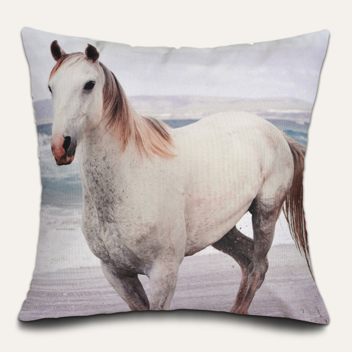 Horse printed design throw pillow cover, LD20180060, featuring a printed cushion with a detailed horse illustration.