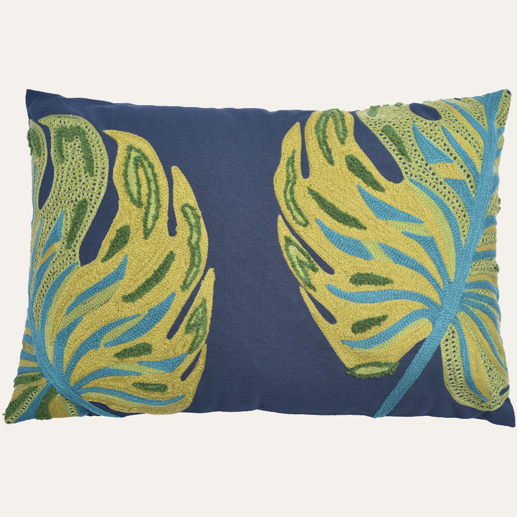 Embroidered leaf design printed cushion cover from LDC2018017, featuring a decorative throw pillow cover with leafy pattern.