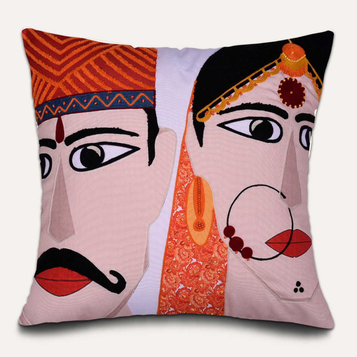 Man and woman printed design throw pillow cover from LDL0108, featuring stylish printed cushions with artistic figures.