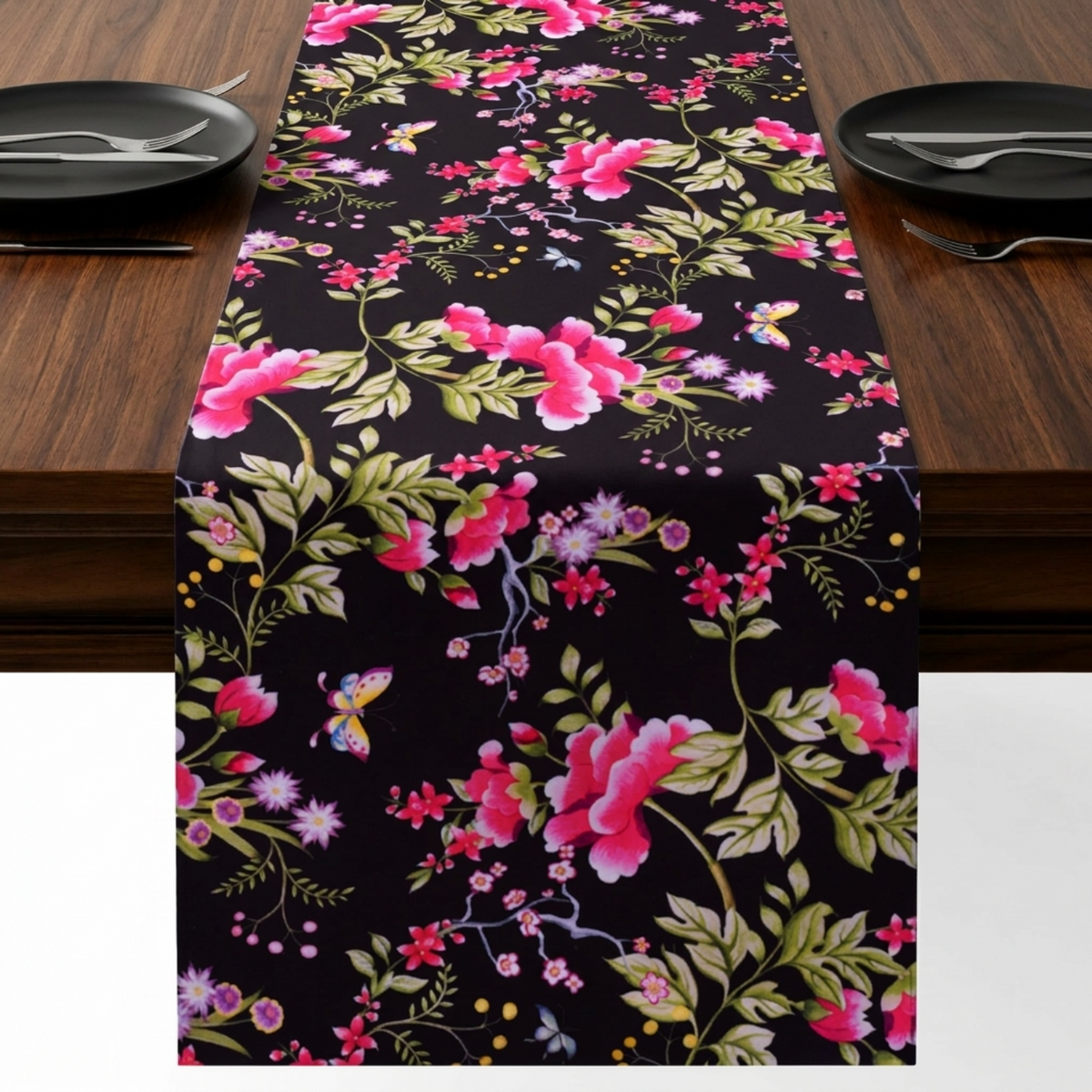 Printed Table Runner - Saku Black