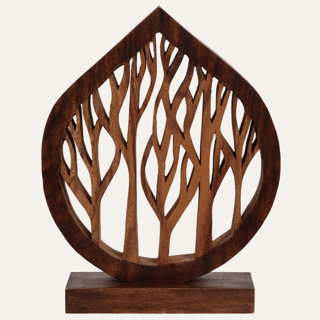 Fortune Tree – Handmade Wooden Sculpture, Artistic Decorative Home Accent - Decozen