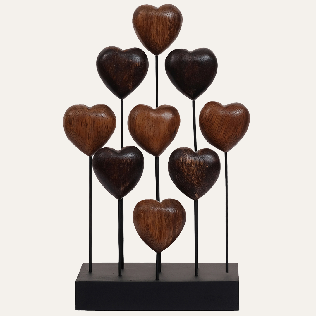 Herewardus Hearts – Handmade Wooden Sculpture, Romantic Home Decor - Decozen