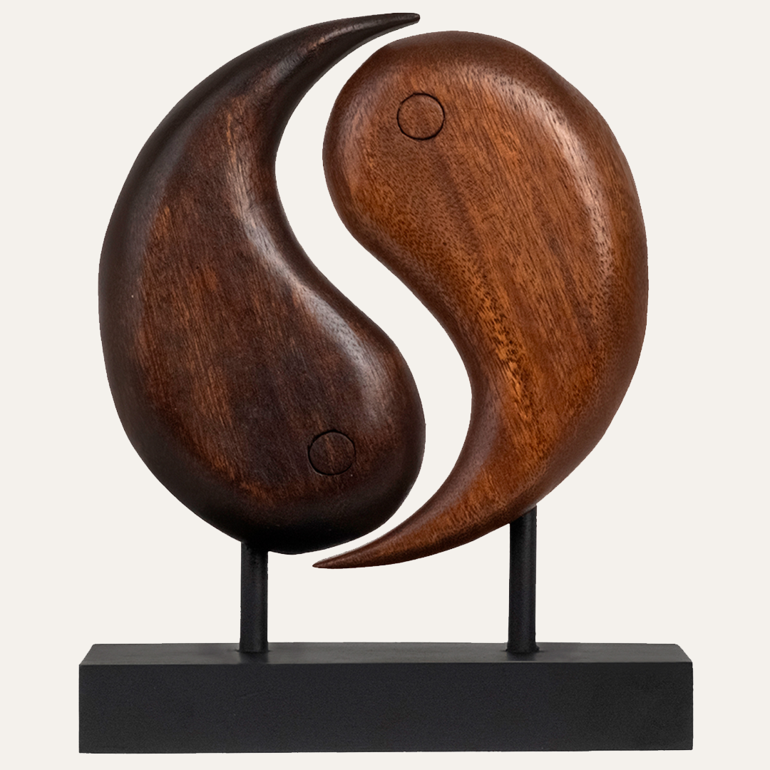 Harmony Flow – Hand Carved Yin Yang Wooden Sculpture, Artistic Home and Farm House Decor - Decozen