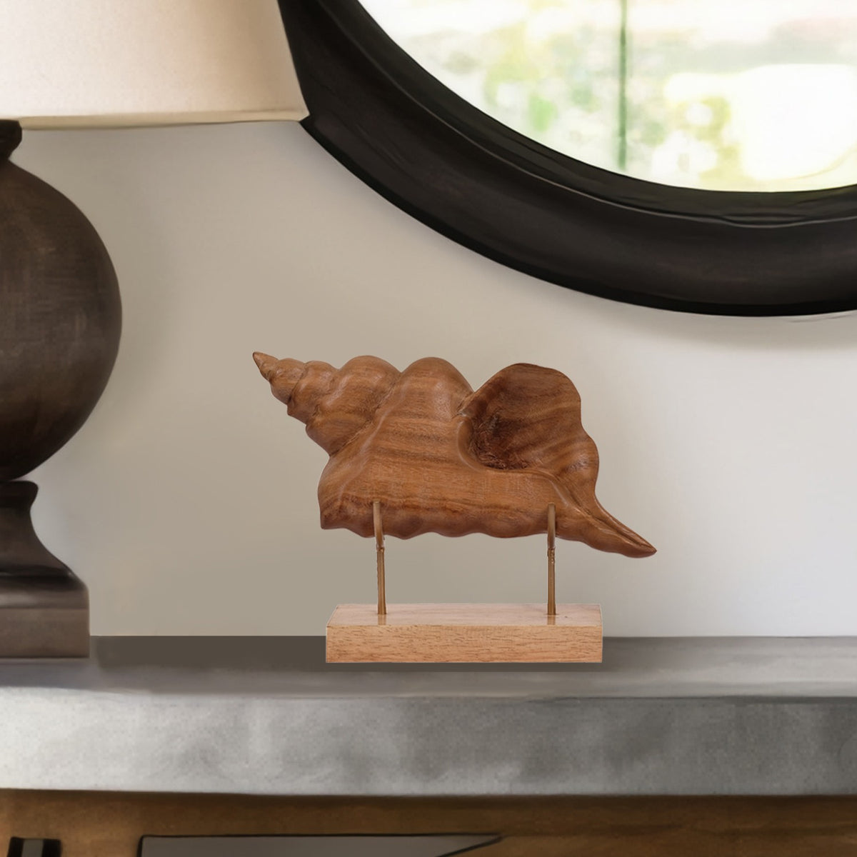 Shell Wooden Sculpture – Handmade Coastal Home Decor | Decozen Luxe - Decozen