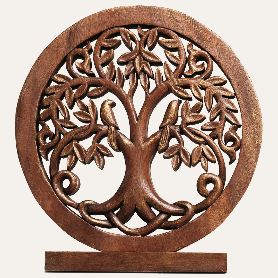 Mauk Tree of Life Wooden Sculpture – Hand-Carved Decorative Art | Decozen Luxe - Decozen