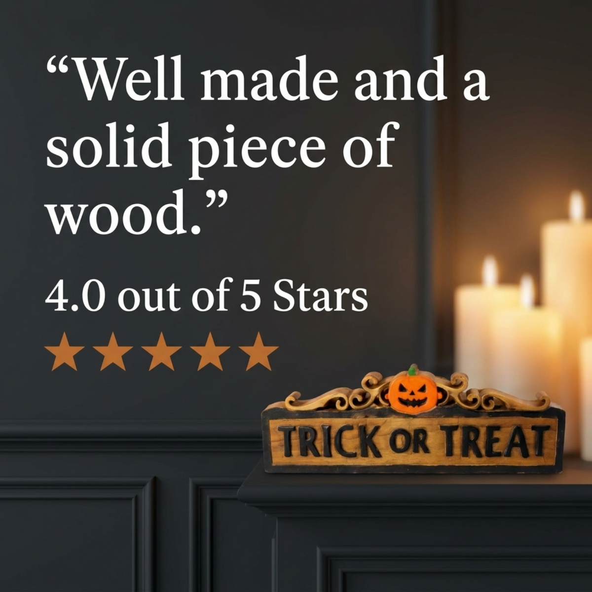 Wooden Halloween Sign – Trick Or Treat, Acacia