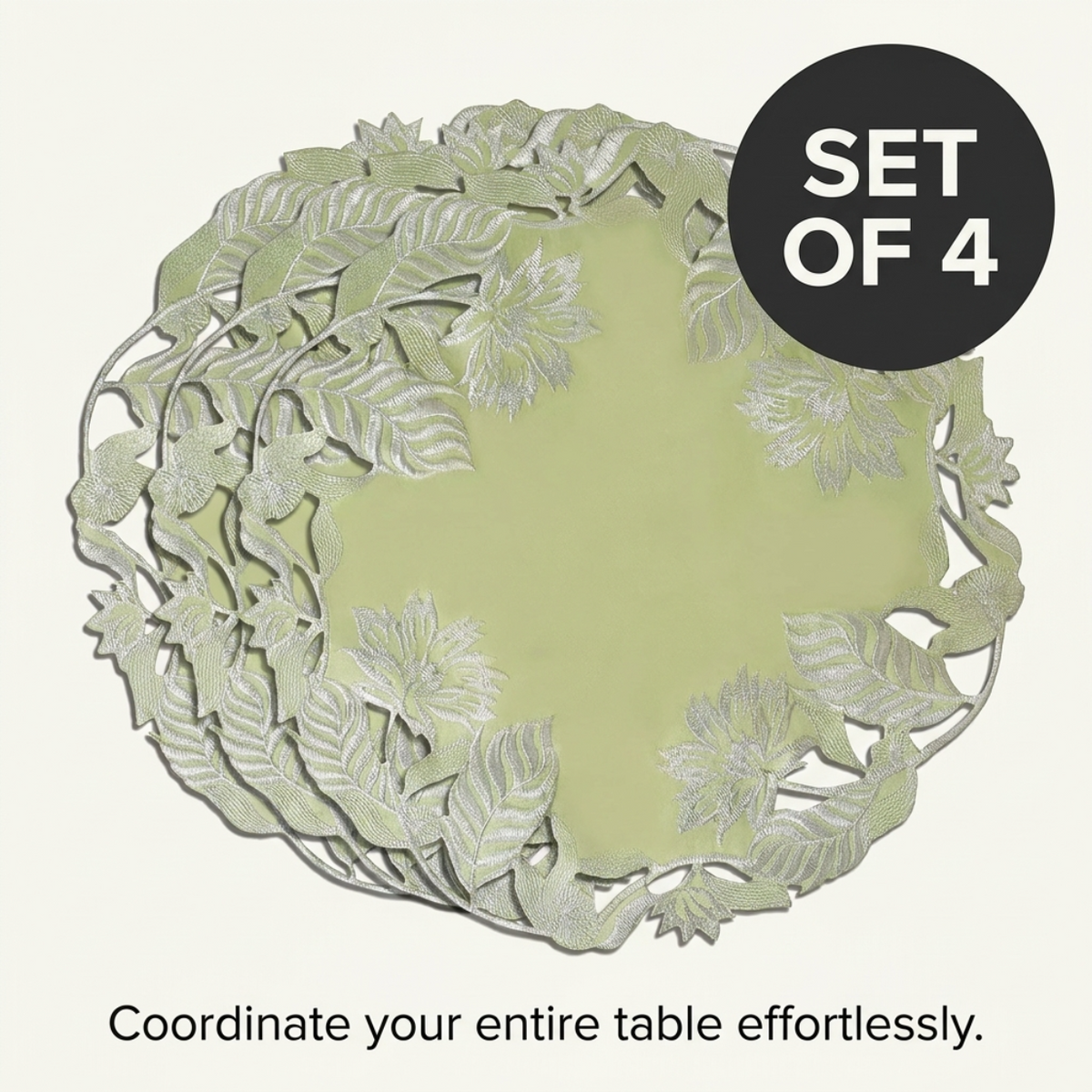 Light Green Linen Doilies – Daulton, 15 Inch